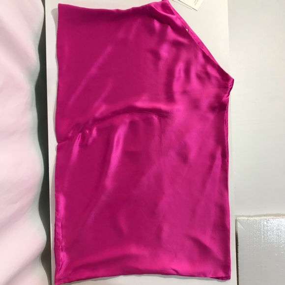 NWT Silk Luxury Robert Rodriquez Hot Pink Cold Shoulder Top Resort Barbie Pink - Picture 5 of 13